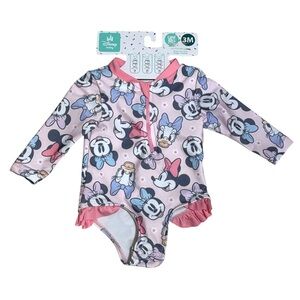 Disney Baby Swimsuit Minnie Mouse & Daisy Long Sleeve UPF 50+Summer Rashguard